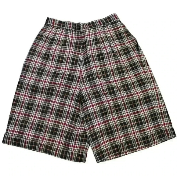 Vintage Talbots Size 8 100% Wool Plaid High Waisted Pleated Shorts Academia - Picture 2 of 9